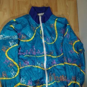 Vintage Cascade Cycle Club Cycling Neon Tyvek Windbreaker Jacket
